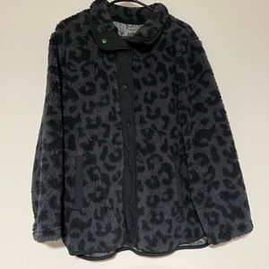 Member's Mark Jacket - Blue Cheetah Print Fleece Button Up
